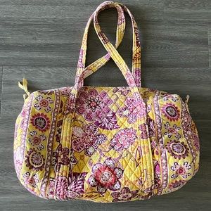 Vera Bradley Small Duffle Bag Yellow Pink Floral Pattern